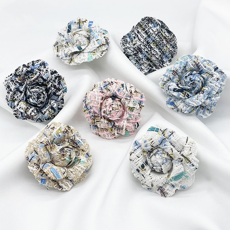 Xiaoxiangfeng rolled flower fabric camellia three-dimensional flower diy accessories, handcrafted flower clothing semi-finished products, shoes, bags and accessories pic 2