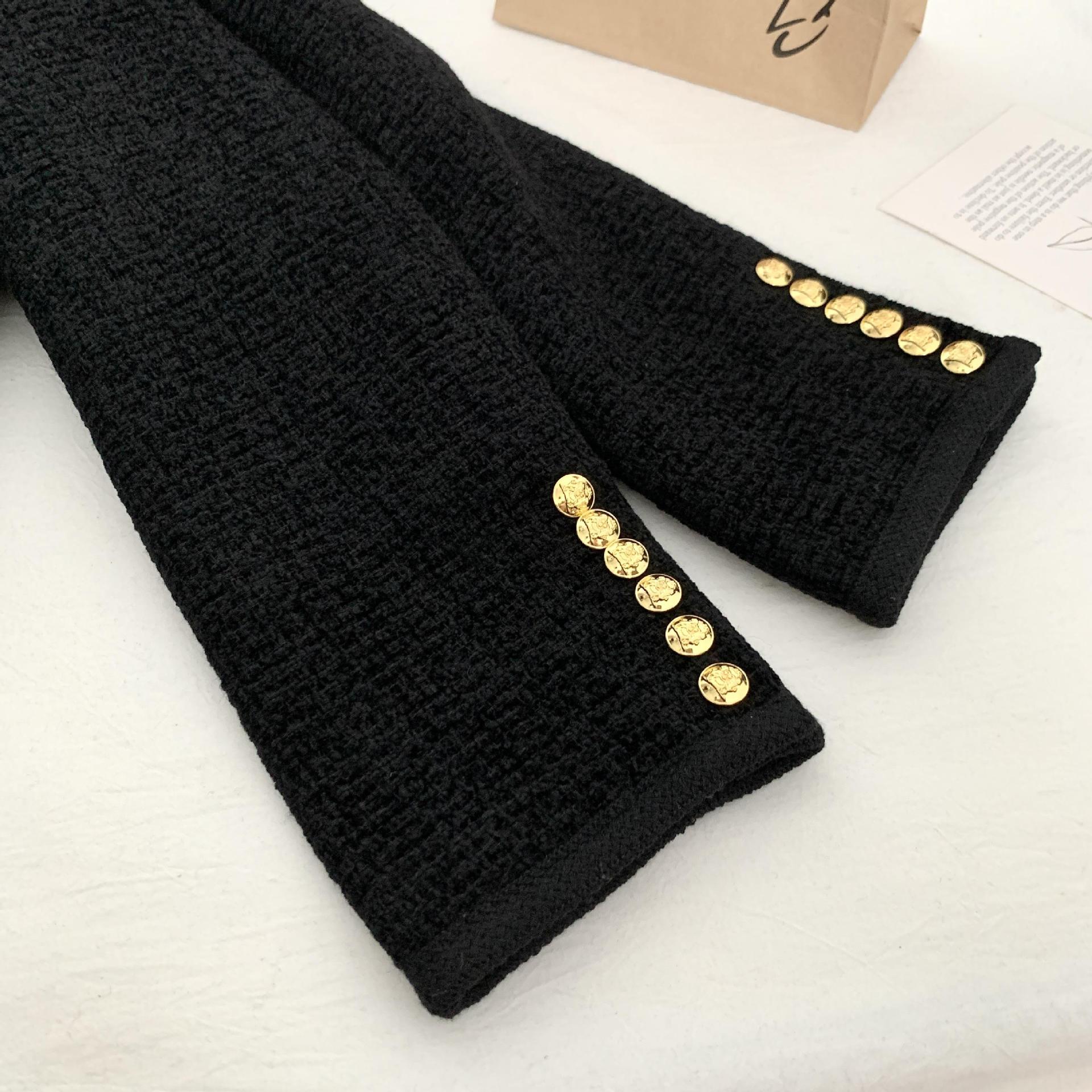 同款~黑色小香风短外套女23秋冬新款粗花呢六扣双口袋详情45