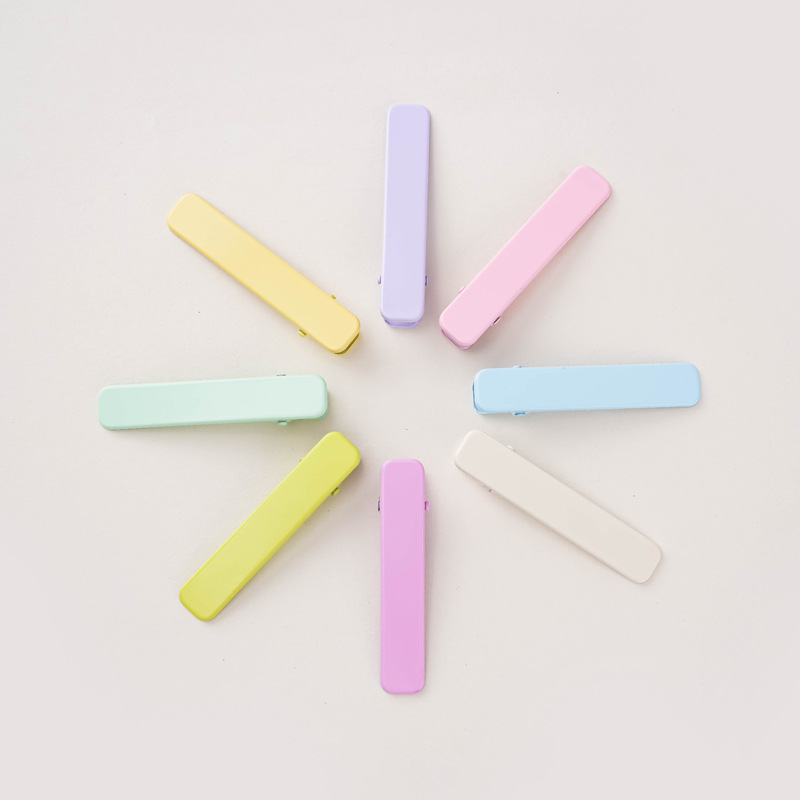 Korean version candy rectangular duckbill hairpin, shark hairpin, female side floral fringe, macaron-colored headwear pic 1