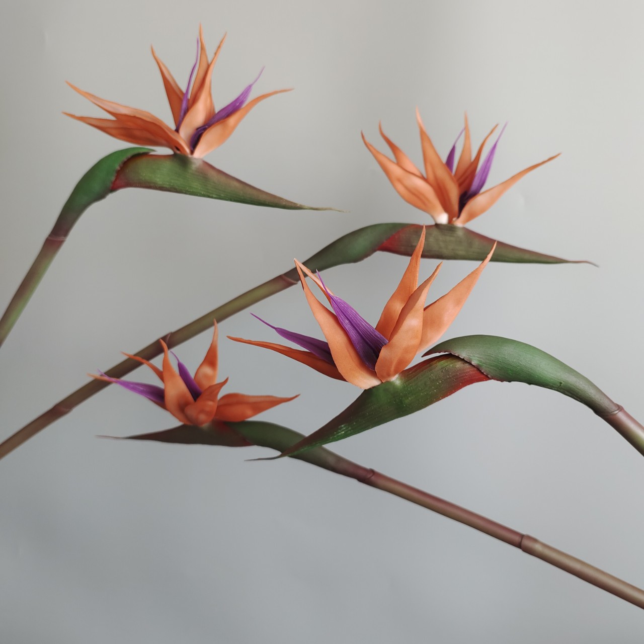 Soft rubber paradise Bird Crane Orchid New Chinese-style home model room decoration design, overseas wedding photography artificial flower pic 5