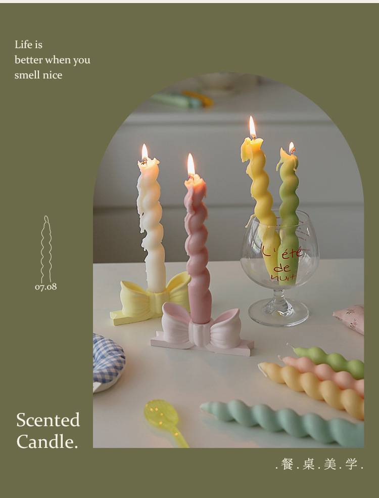 Twisted spiral rod wax, a niche atmosphere fragrance gift candle, handcrafted long rod shape cross-border aromatherapy candle pic 7