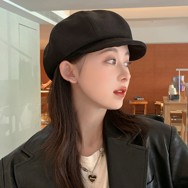 Otoño-invierno 2022 gorra de octagón niño japonés artes y artes sombrero de periódico versátil Señora Inglesa lengua de pato pintor boina pic 19