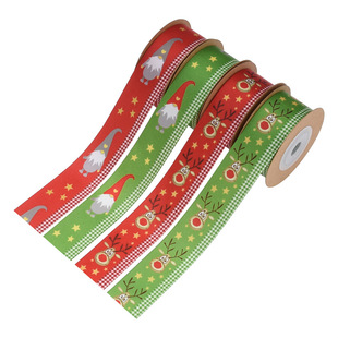 跨境新款拉花红绿耳朵边圣诞毛球丝带礼品礼物蛋糕盒包装彩带10码详情4