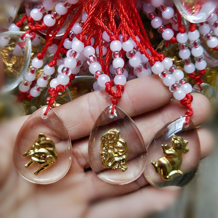 Golden zodiac pendant, crystal pendant, zodiac pendant, red string pendant, crystal necklace, jewelry pendant pic 8