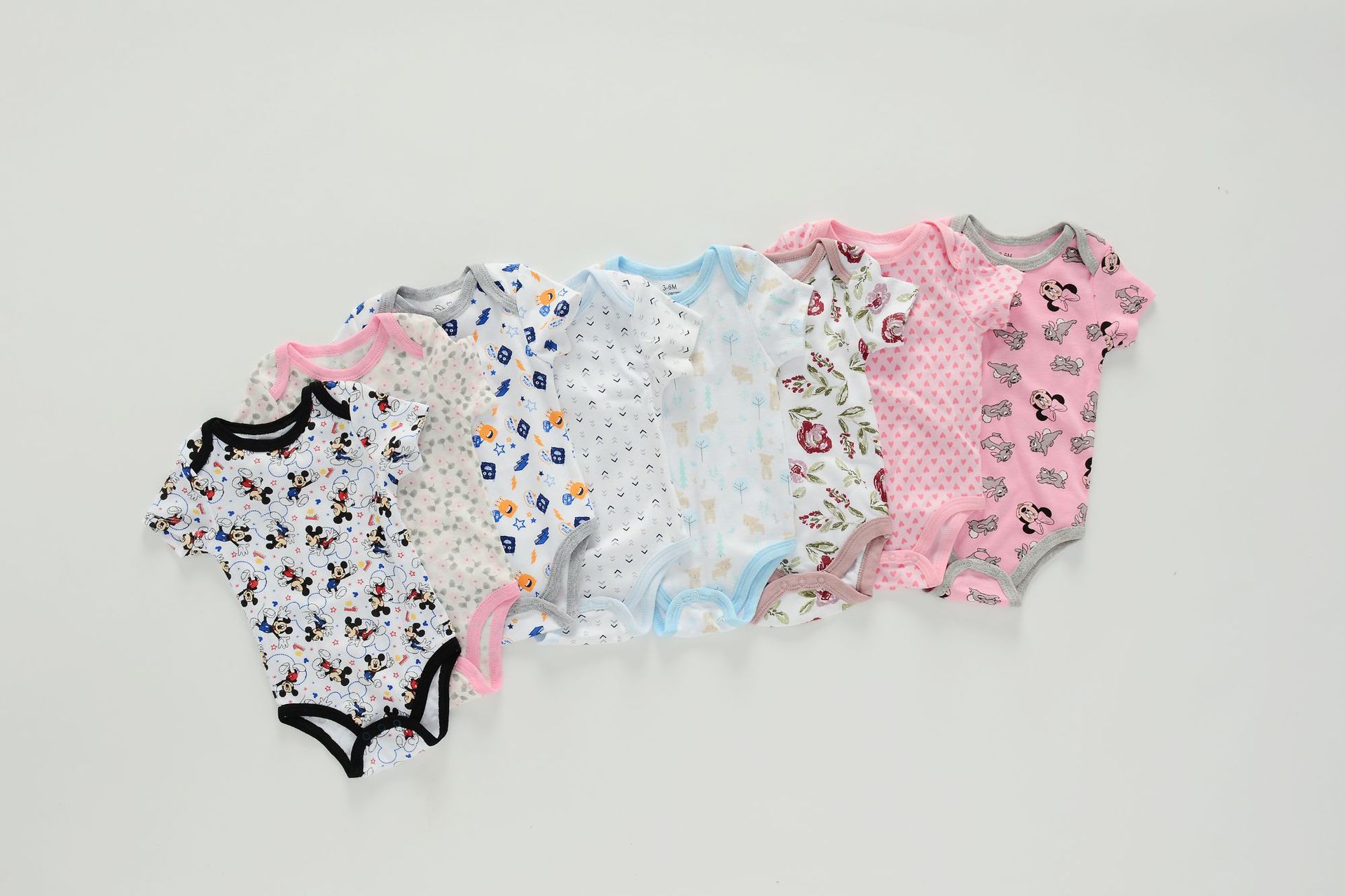 Summer 2021 new long-sleeved and short-sleeved crawling suits for infants and children aged 0-1, cartoon crawling suits, foreign trade miscellaneous styles, long-sleeved and short-sleeved crawling suits pic 3