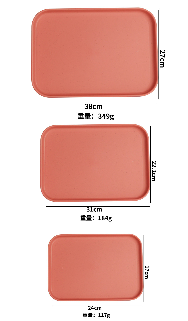 Wholesale cross-border InS-style Nordic wheat straw trays, household plastic living room fruit plates, rectangular trays pic 11