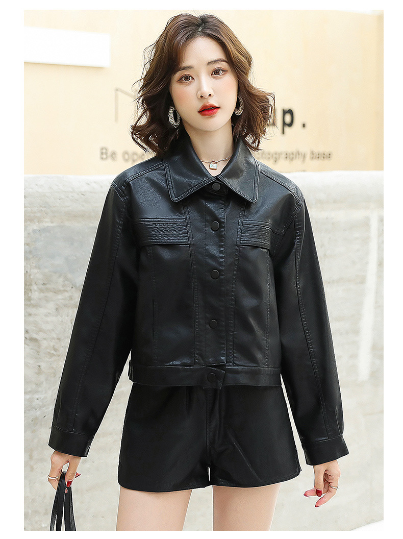 小皮衣短款外套女士2022春秋新款港风小个子修身机车服夹克上衣详情20