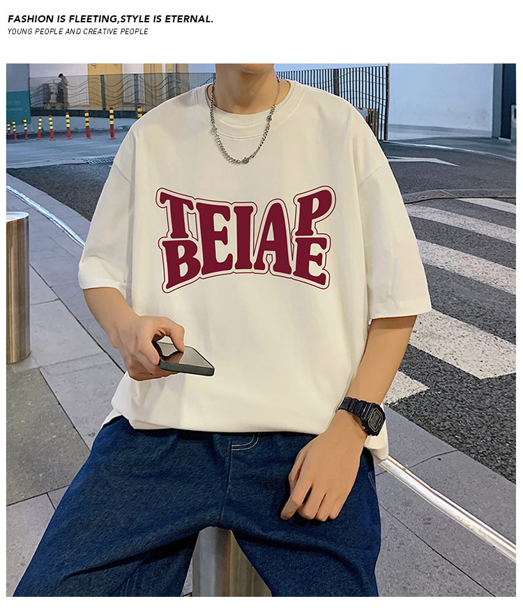 港风复古棉短袖T恤男ins潮牌夏季2024新款男装oversize宽松体恤详情6