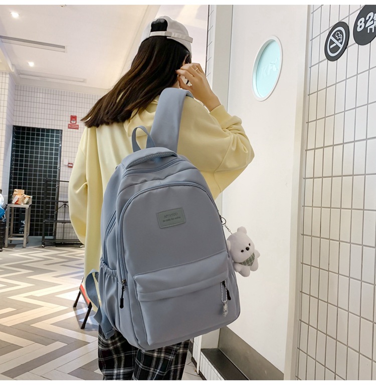 森系大容量高中大学生书包女简约百搭ins校园风双肩包女电脑背包详情33