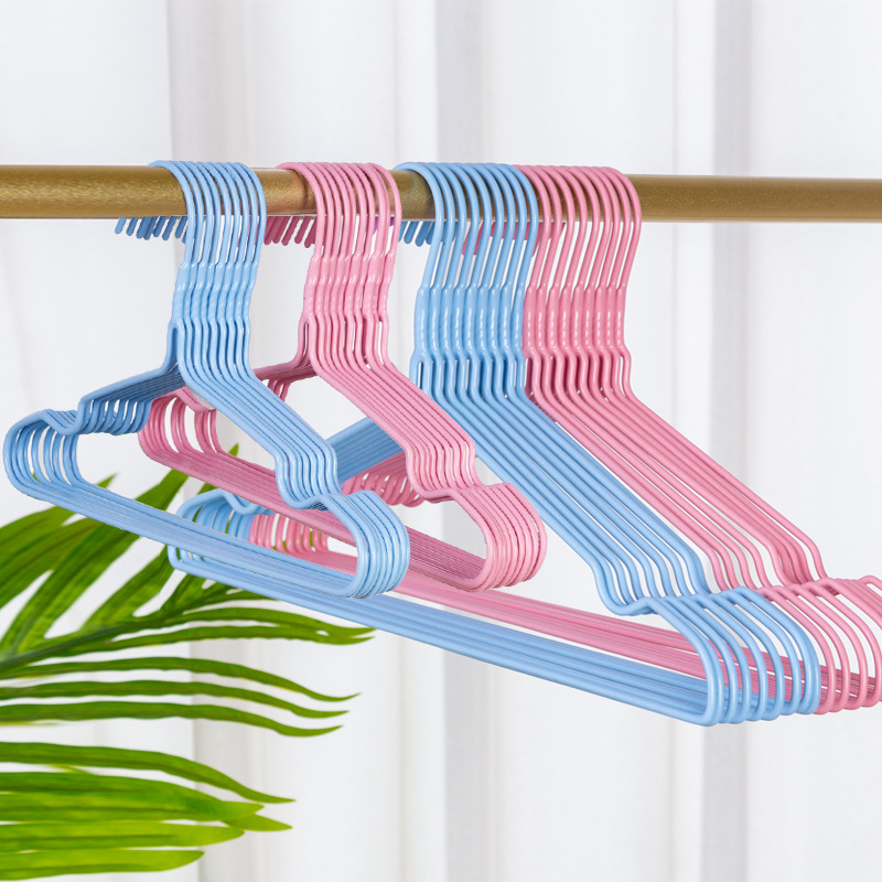 Colored plastic-coated clothes hangers, adult thickened clothes hangers, household traceless clothes hangers, clothes racks, clothes racks, clothes supports, drying racks pic 10