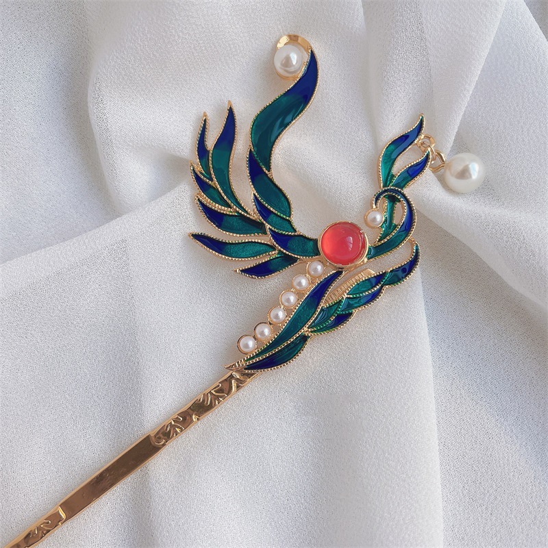 Ancient-style hairpins, cloisonne accessories, simple and versatile daily wear, court hairpins, Hanfu headwear for women, blued hair accessories, hairpins pic 2