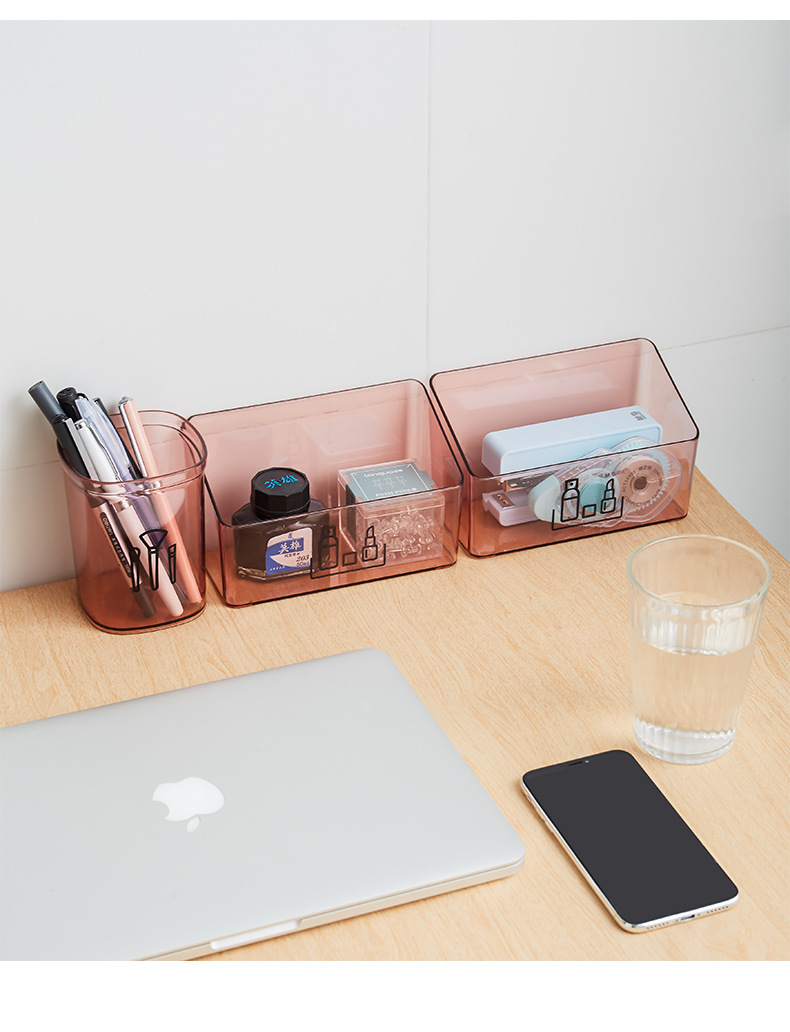 Teenage girl transparent mirror cabinet storage box, desktop cosmetics, jewelry, lipstick classification and organization box, makeup brush storage box pic 10