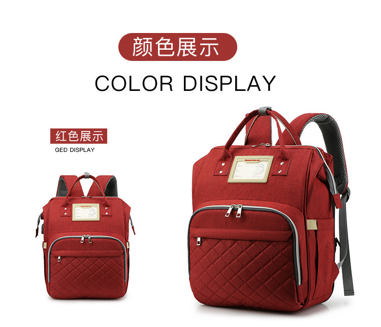 Nuevo modelo mommy bag cama cama plegable baby bag mamá multifuncional recargable impermeable bordado hilo mochila cama cross-border blast pic 25