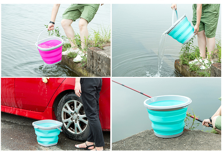 厂家直销弈利亚便携式可折叠收纳折叠水桶户外旅行渔具折叠钓鱼桶详情12