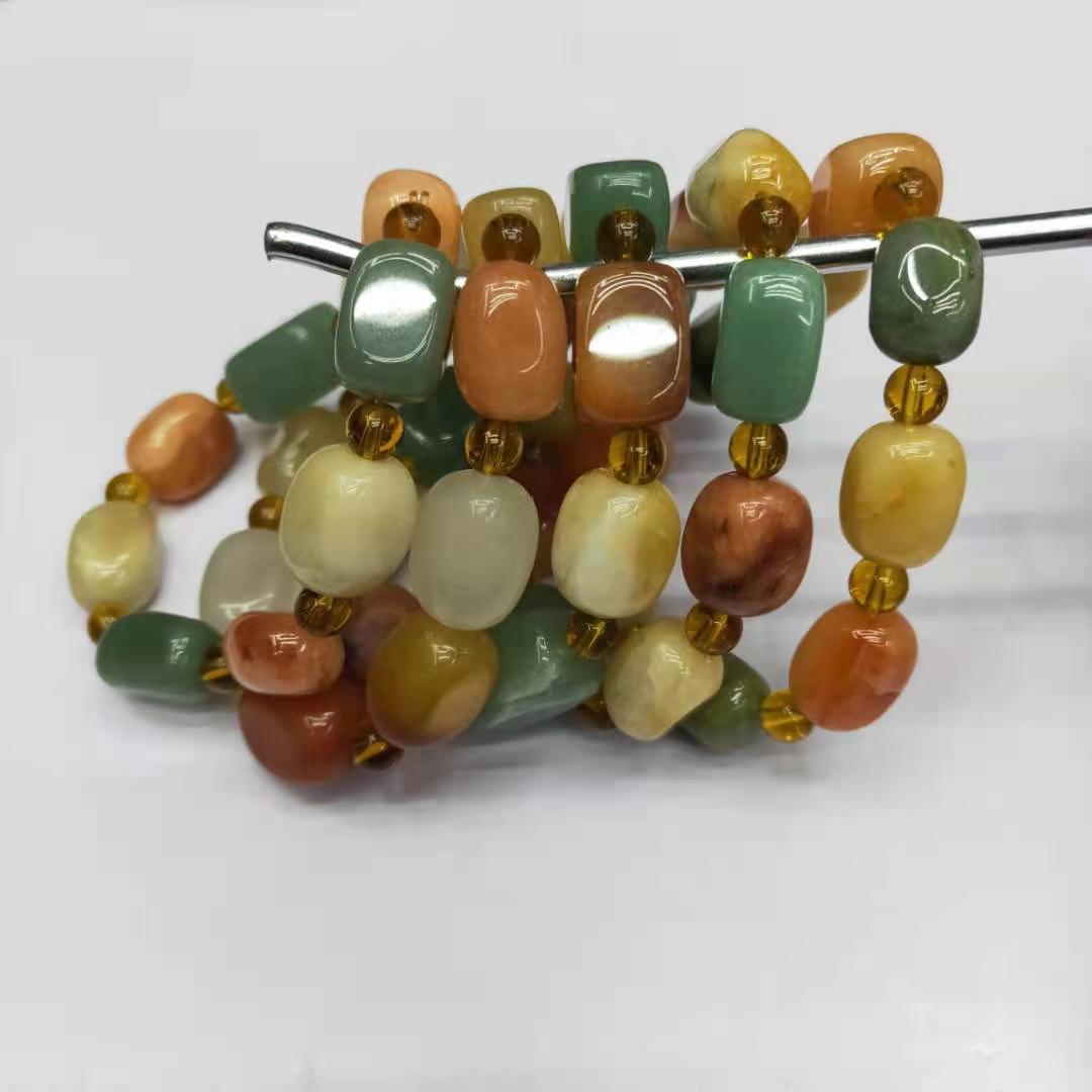 Jewelry and accessories, Xinjiang golden thread jade square irregular combination bracelet, Buddhist prayer beads, jade bracelet diy factory wholesale pic 7