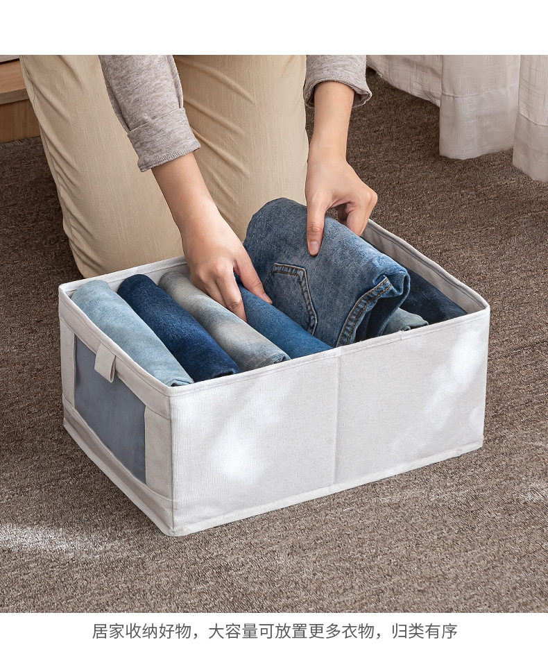 Fabric wardrobe with a viewing window, storage box, drawer type, underwear and clothes sorting box, large household foldable storage pic 9
