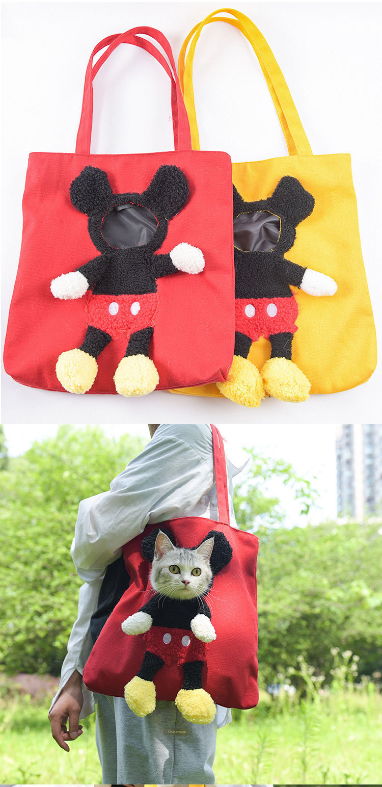 Pet bags, portable single-shoulder cat bags, large-space breathable exposed cartoon bags, tote bags, pet canvas bags pic 10