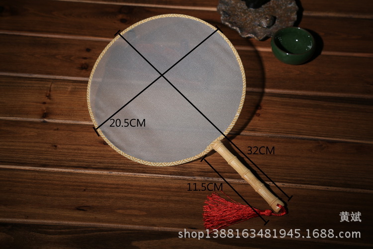 DIY手绘圆形空白扇子宫扇蒲扇团扇真丝扇高级书法绘画扇批发详情2