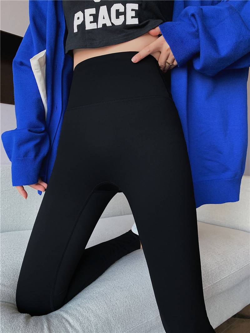 Nude shark pants for women, autumn Barbie pants, coffee-colored high-waisted, belt-cinching and hip-lifting yoga base tights pic 16