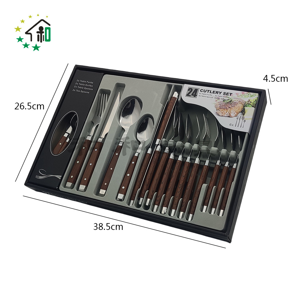 多颜色家用全套切牛排意面餐具24件套装不锈钢西餐餐具刀叉勺全套详情17