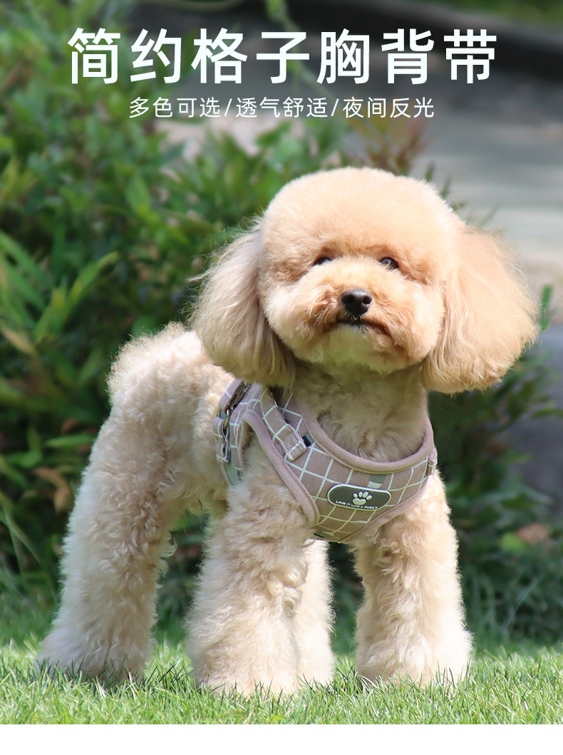 Pet leash vest style dog chest and back straps, small and medium-sized dog leash cat chest and back straps in stock wholesale pic 1