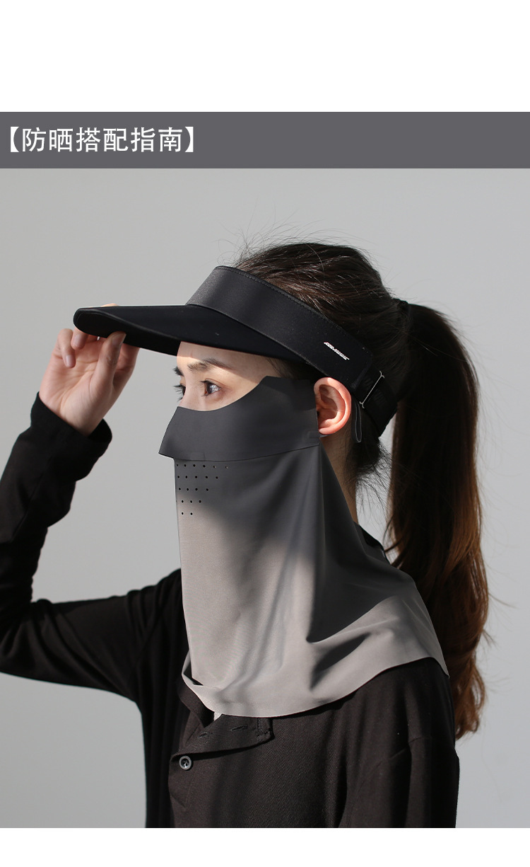 防晒面罩全脸防紫外线女夏天护颈冰丝脸罩开车遮阳面纱口罩一体款详情11