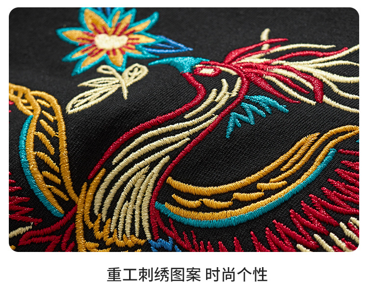 国潮夏季休闲纯棉短袖t恤男中国风刺绣宽松大码男装详情40