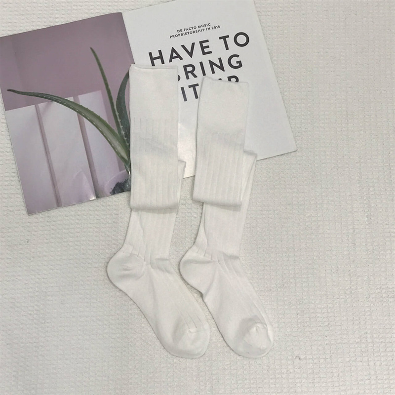 诸暨2024春夏新款超薄透气堆堆袜纯色竖条长袜学院风过膝袜女袜子详情15