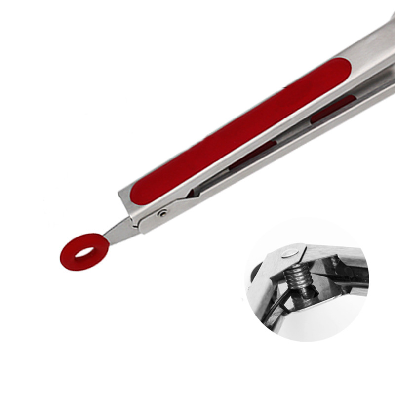 Thickened stainless steel food tongs, BBQ grill tongs, 9-inch baked food bread tongs, stainless steel steak tongs pic 5