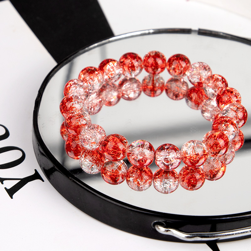 爆款玉碎爆花圆珠玻璃手链男女简约双色冰碎爆花闪透手串配饰批发详情25