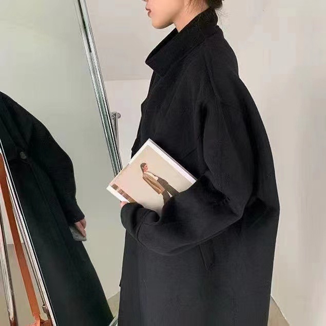 2021 Spring Design retro woolen coat for women, mid-length, petite woolen overcoat, knee-length pic 15