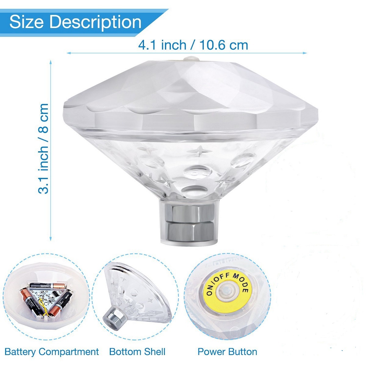 New creative seven-color swimming pool lights, intelligent dazzling projection lights, water float lights and diamond projection night lights for foreign trade pic 2