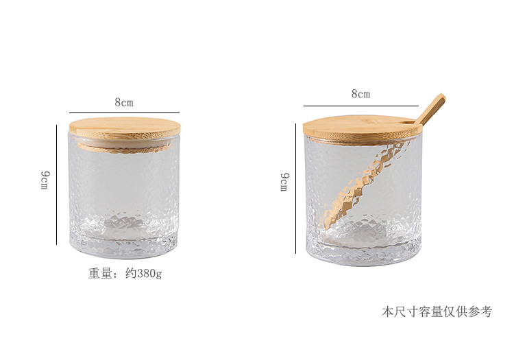 Green Classic Japanese Hammer patterned glass sealed Jar, Creative bamboo and wood tea jar, seasoning jar, storage jar, Kitchenware pic 11