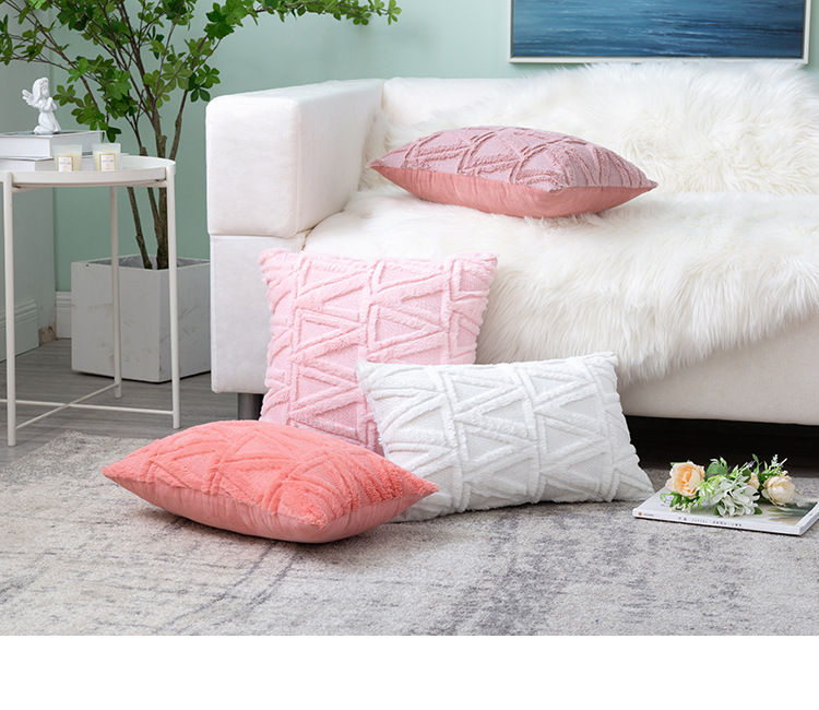 New ins solid color triangular geometric plush living room sofa pillowcase for autumn and winter Christmas headrest and cushion cover pic 18