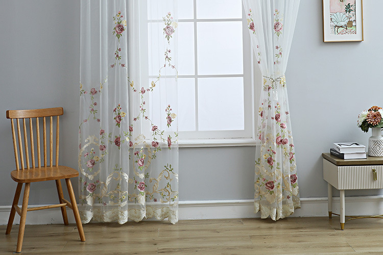 Cross-border exclusive Amazon curtain finished products, American-style embroidered window screens, small curtains, semi-blackout curtains, fabric wholesale pic 11