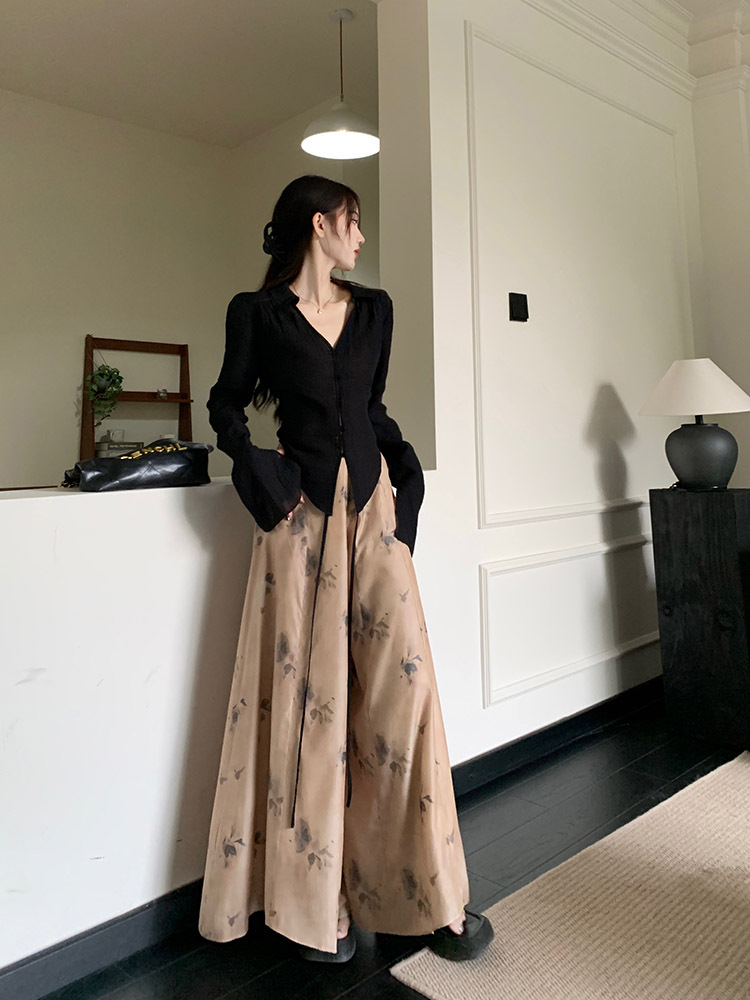 A new Chinese-style long-sleeved shirt set for women in spring and autumn, with a cool and Zen-like atmosphere. A two-piece skirt and trousers set pic 47