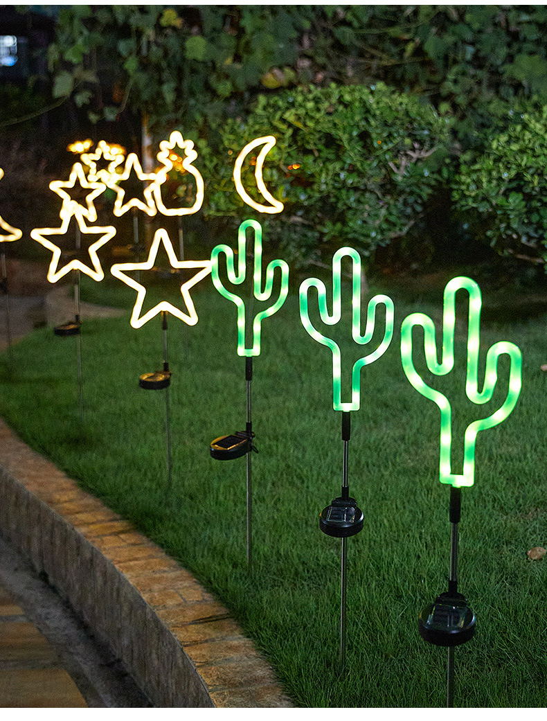 Amazon outdoor neon lights, lawn floor insert lights, solar LED ambient lights, waterproof star cactus arrangement pic 10