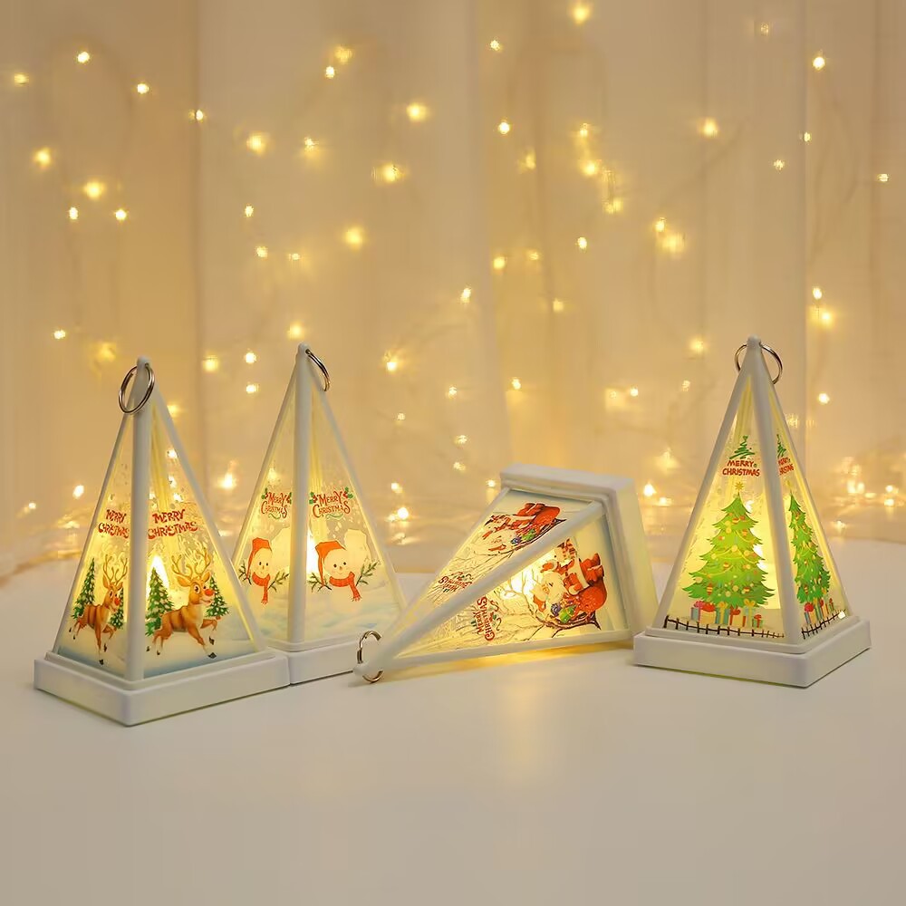 New Christmas decorations: Hand-held triangular wind lamps, night lights, pendants, LED electronic candles, candlestick lights pic 12