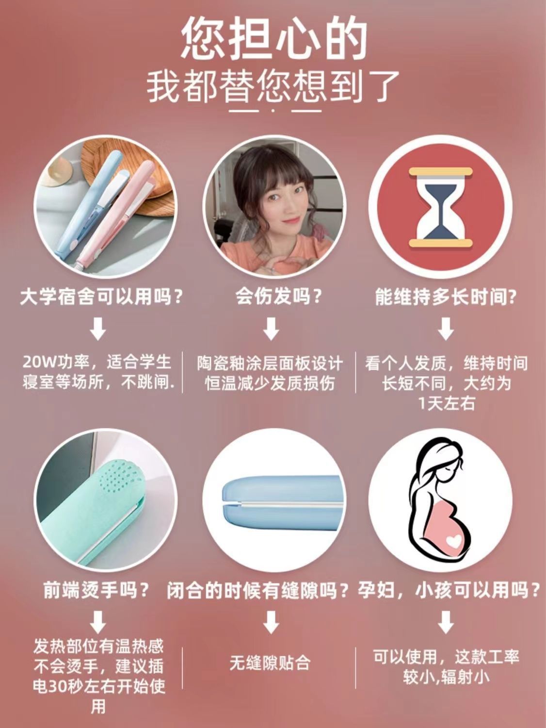 迷你卷发棒直发器便携式直发夹直卷两用夹板学生宿舍蓬松刘海夹板                              详情17