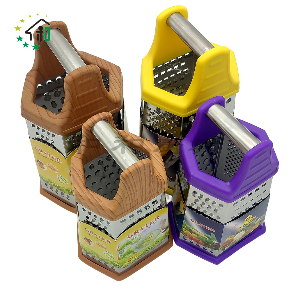 Wholesale kitchen two-color six-sided vegetable grater, household stainless steel potato grater, carrot, melon and fruit slicer pic 28