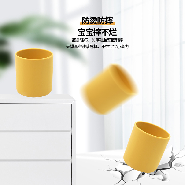 硅胶儿童餐具食品级圆形分格餐盘母婴餐具宝宝辅食碗叉勺围兜套装详情16