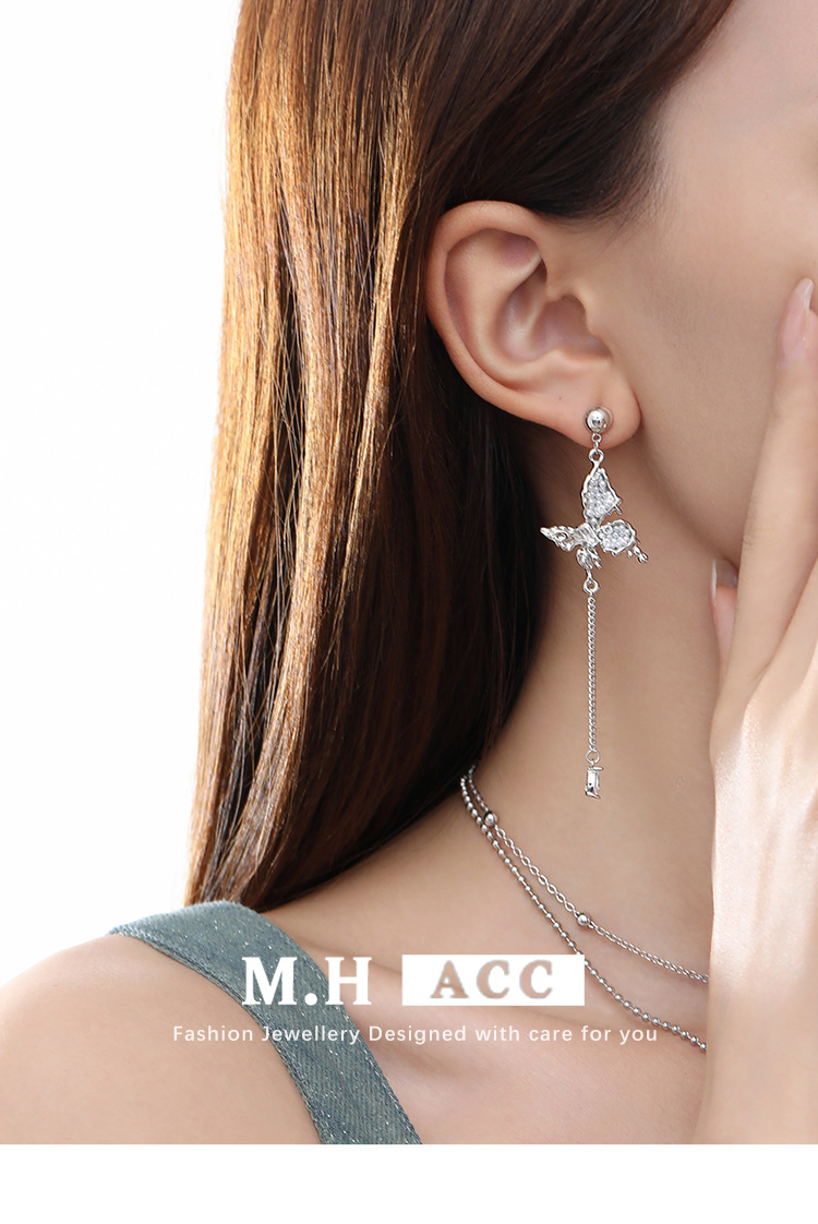 新款简约风小众设计蝴蝶耳饰轻奢高级感夏天百搭耳坠个性风潮耳环详情3