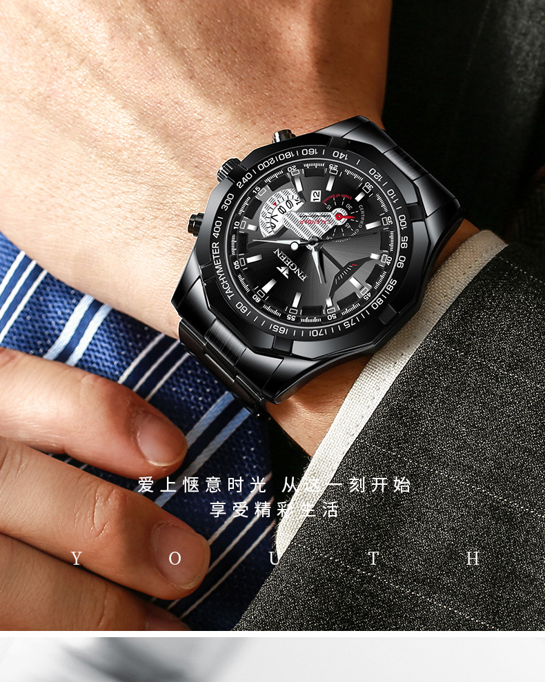 Fenzun waterproof non-mechanical watch, large dial watch, super large new calendar cross-border Shopee watch, creative technology pic 10