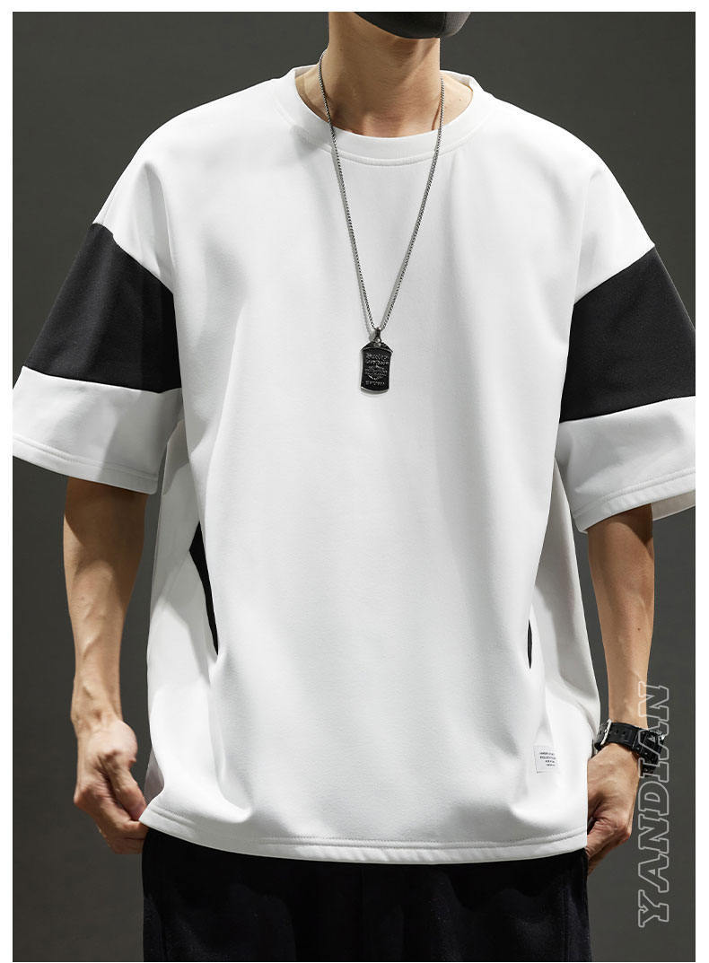 夏季新爆款港风拼色短袖大童青少年T恤学生打底气质简单潮牌小众详情11