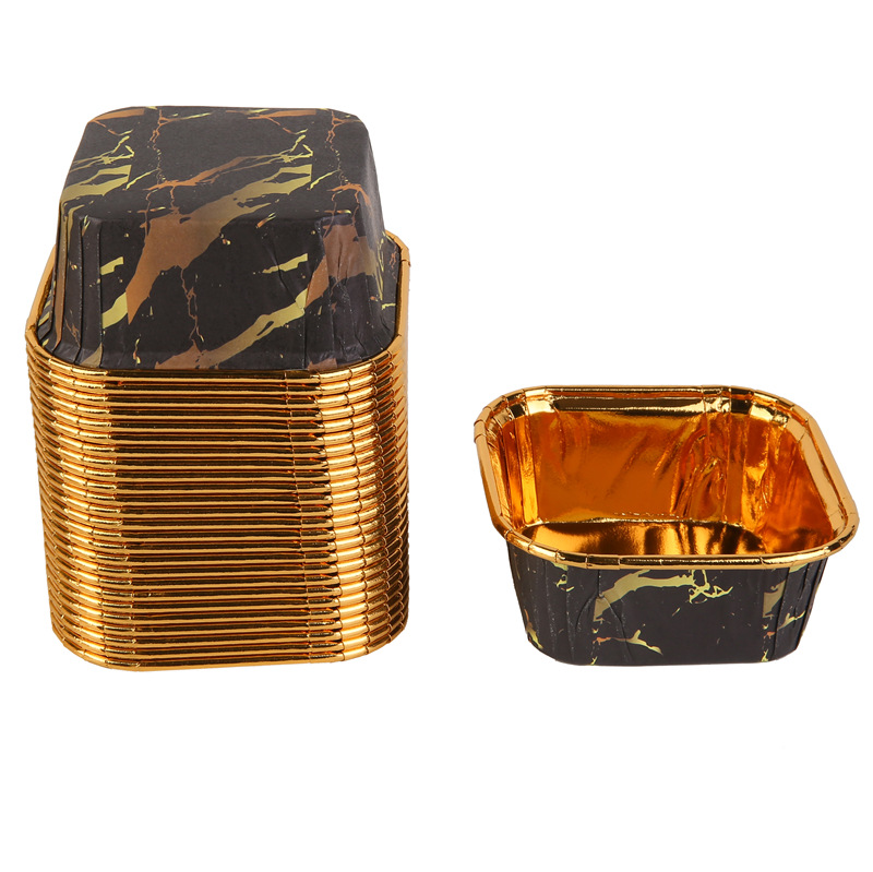 大理石系列正方形蛋糕杯蛋糕纸杯耐高温单面金6.5*6.5*3.5cm详情7