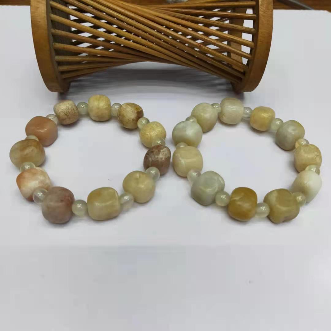 Factory wholesale of natural square yellow jade irregular combination bracelets, diy yellow jade bracelets, Buddhist prayer beads and lucky charms pic 9