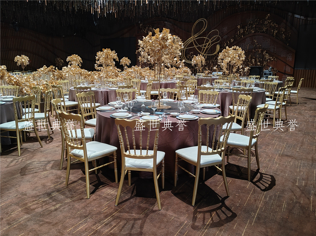 Hangzhou Banquet Center dining tables and chairs Hotel theme wedding bamboo joint chairs, European-style wedding castle chairs, wedding banquet folding chairs pic 14