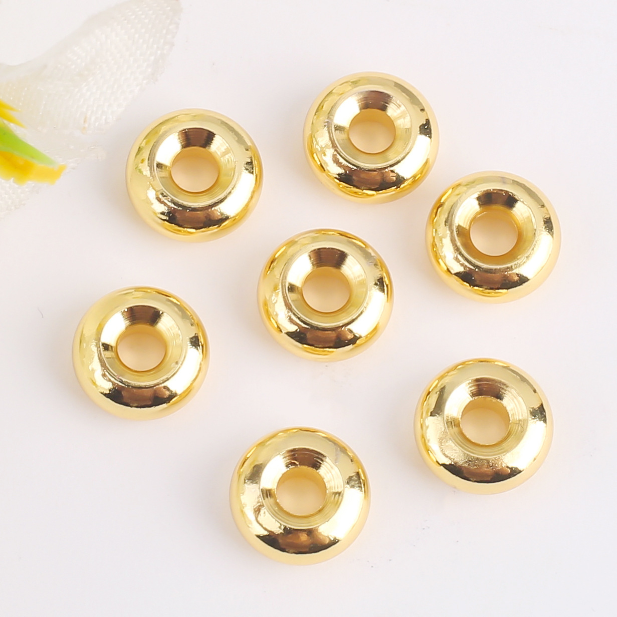 18K保色包金隔片车轮片光面圆片散珠隔珠diy饰品配饰手链项链配件详情6