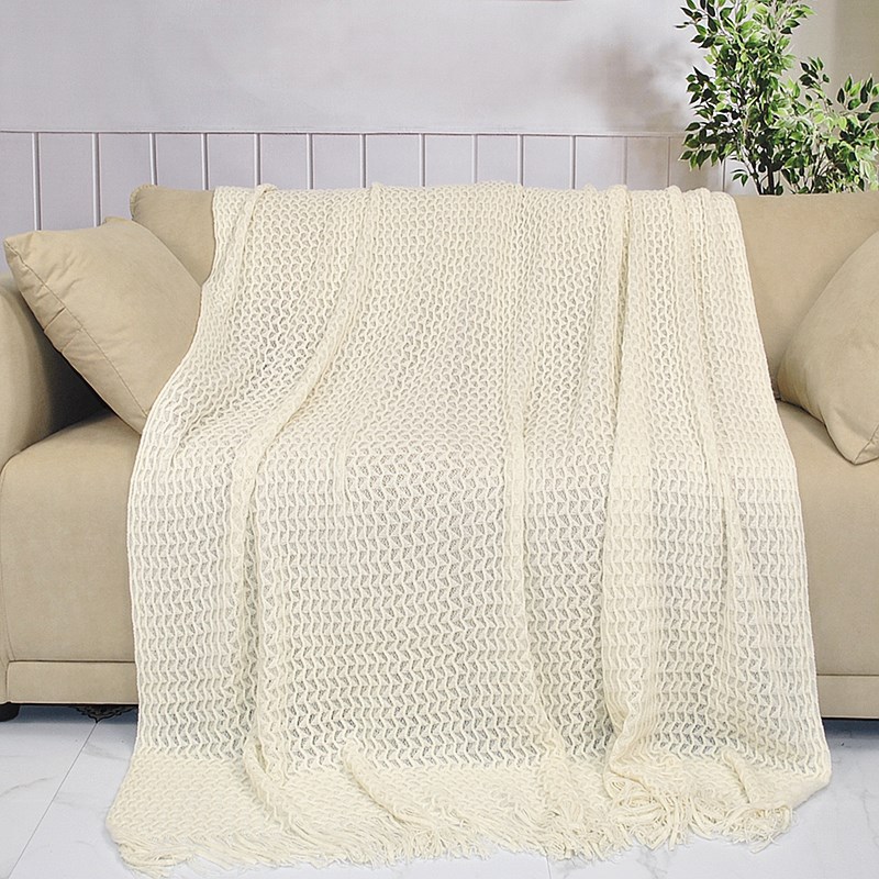 Knitted sofa blanket, Bohemian Nordic style office tassel nap blanket, knee blanket, homestay bed end blanket pic 14