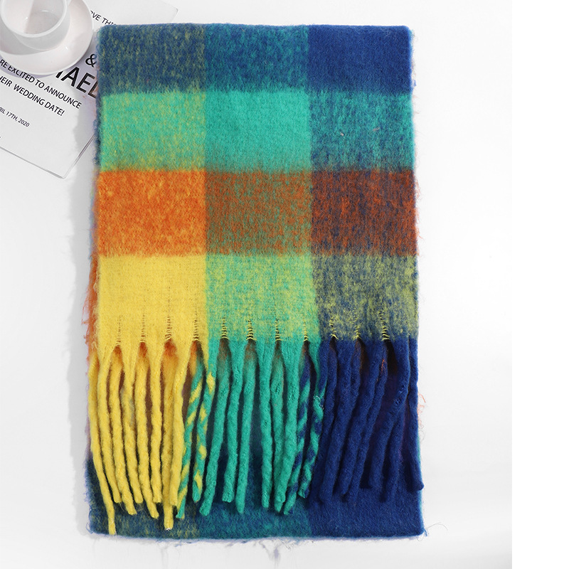 圈圈纱彩色AC格子围巾女冬季加厚保暖仿马海毛粗须仿羊绒披肩外贸详情39